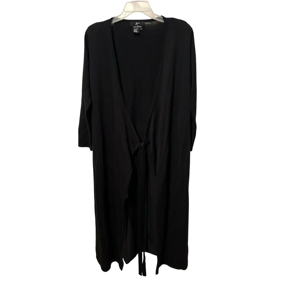 Lemme for Nina Leonard Wool Blend Black Wrap Long Cardigan Sweater Large